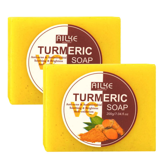 AILKE Turmeric Soap, Whiten, Remove Acne, Oil Control, Brightening, Clean Skin, Deeply Exfoliates, Even Skin Tone