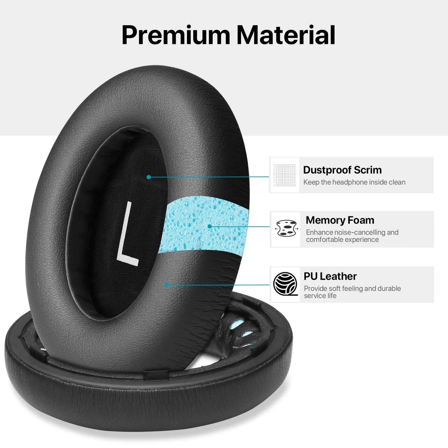 Bose NC700 替换耳垫 耳垫适用于 Bose 700 无线耳机 皮革高密度降噪泡沫