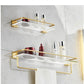 DOOKOLE Bathroom Floating Shelves Gold, Wall Mounted Storage Shelves with Towel Bar for Bathroom, Kitchen, Bedroom