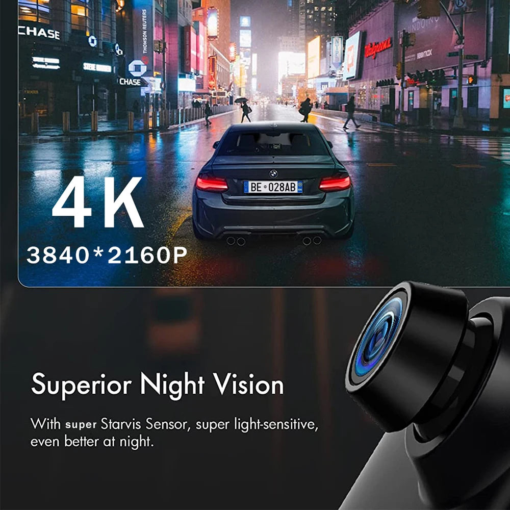 4K UHD 2160P Carplay Android Auto Dash Cam Stream RearView Mirror GPS Navi 5G WIFI Car DVR Video Camera Recorder FM Transmitter