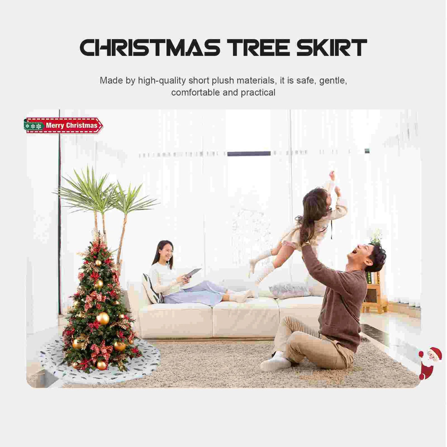 Tree Skirt Christmas Decor Living Room Decoration Supply Essential Decorations Xmas Cloth Plush Ornament Design Bar