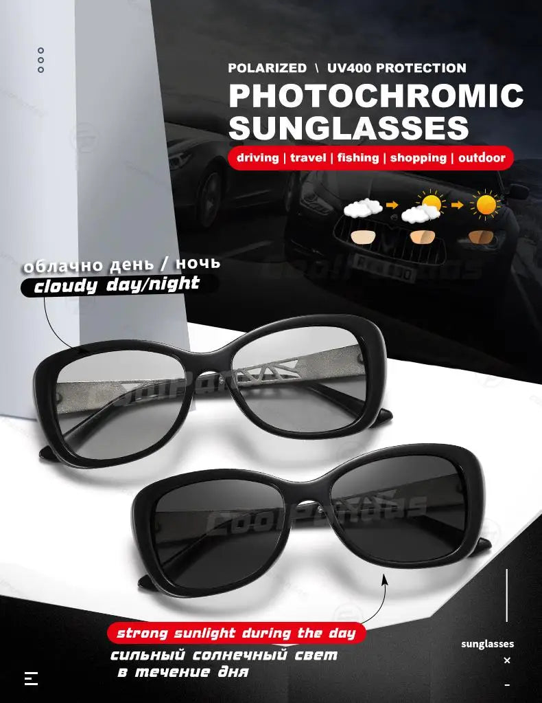 New Luxury Brand Diamond Photochromic Sunglasses Women Polarized Glasses Driving Anti-glare Sun Glasses oculos de sol feminino