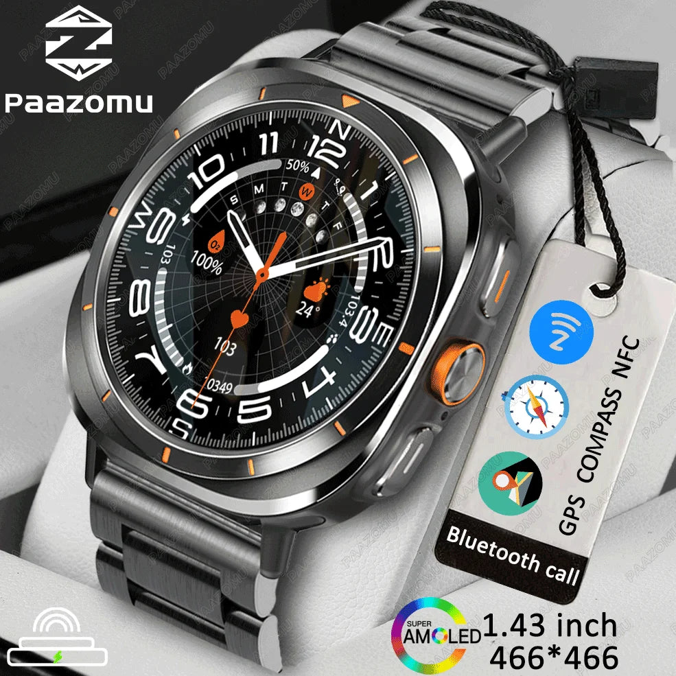 New For Galaxy Watch Ultra 7 Smart Watch Men's GPS Track 1.43" AMOLED HD Display Heart Rate Compass Smartwatch For Android iOS