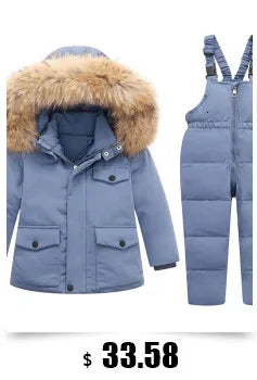 Winter Ski Suit Baby Jumpsuit Boy Overalls Warm down jacket Kids toddler girl Clothes Children Clothing faux fur coat overcoat