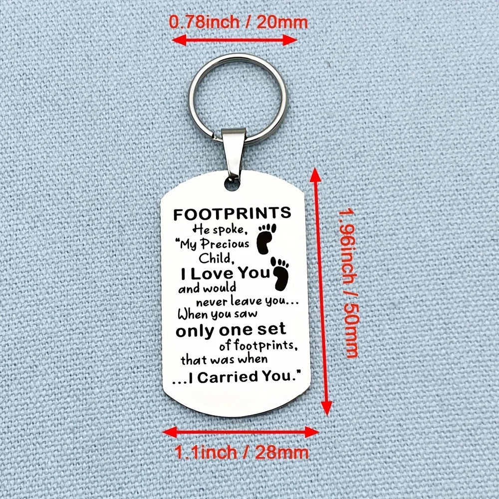 1pc Footprints Keychain, Christmas Birthday Gift, Graduation Gift For son From Mom Dad