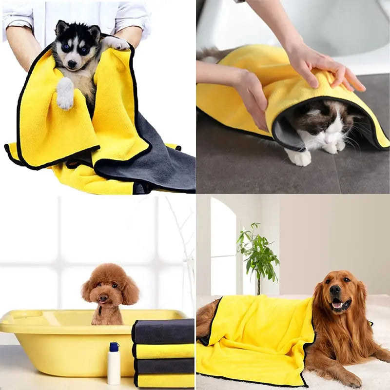 Pet Dog Cat Towels Soft Fiber Towels Water-absorbent Bath Towel Pet Shop Cleaning Towel Pet Supplies