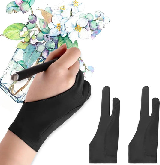 S/M/L Two-Finger Drawing Gloves Anti-touch Anti-fouling for Tablet Digital Board Touch Screen Oil Painting Office Art Supplies