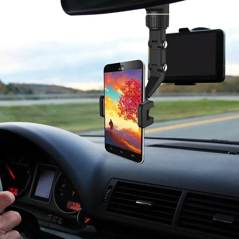 Rearview Mirror Phone Holder for Car, 360° Rotating Phone Mount, GPS Holder Universal Car Phone Holder for All Smartphones