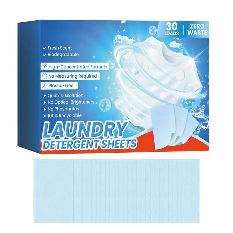 Eco-Friendly Laundry Sheets Laundry Detergent Power Tablet Natural Laundry Tablets Eco Friendly 30pcs Safe For Sensitive Skin