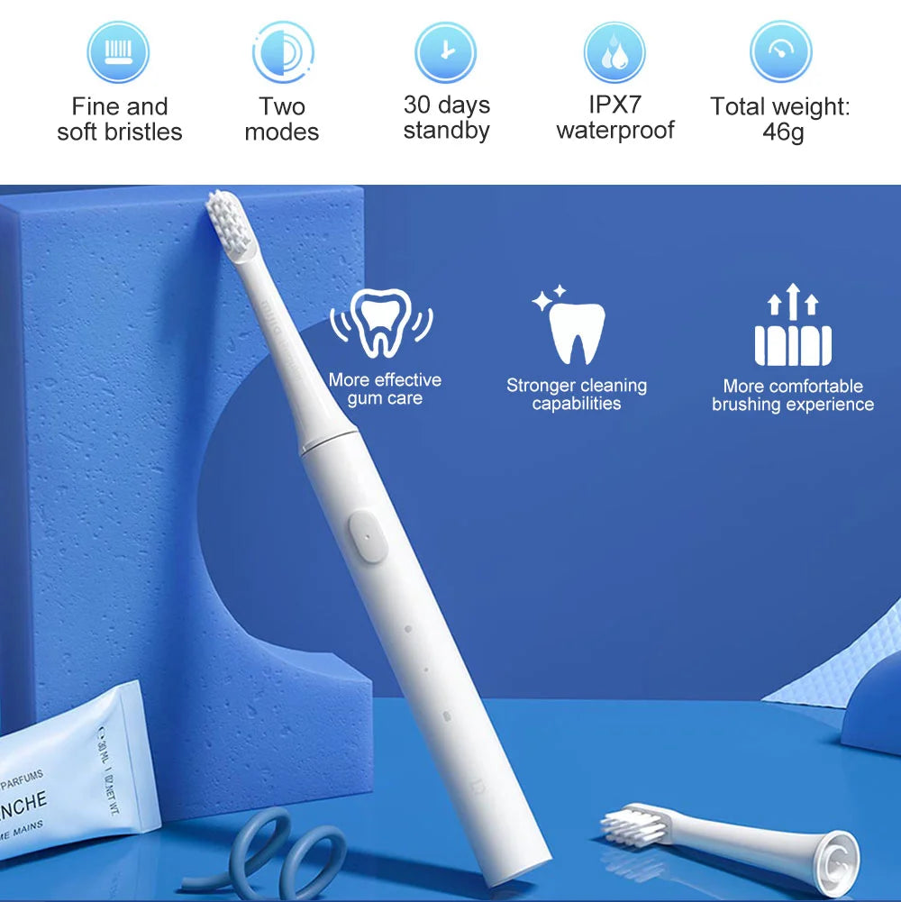 XIAOMI Mijia T100 Sonic Electric Toothbrush Mi Smart Waterproof Tooth Head Brush IPX7 Rechargeable USB for Teeth Brush Whitening