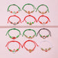 12Pcs/set Christmas Theme Adjustable Rope Cord Bracelet for Women Girls Daughter Sister Jewelry Gifts