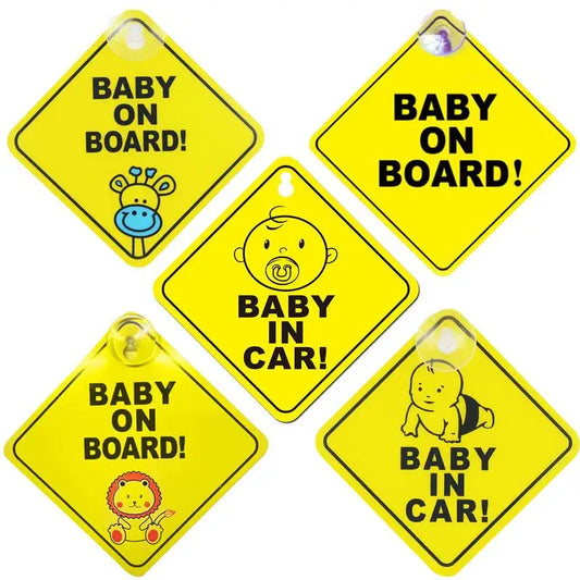 BABY ON BOARD BABY IN CAR Reflective Decal Strong Adhesive PVC Safety Warning Sticker For Suction Cup Car Accessories