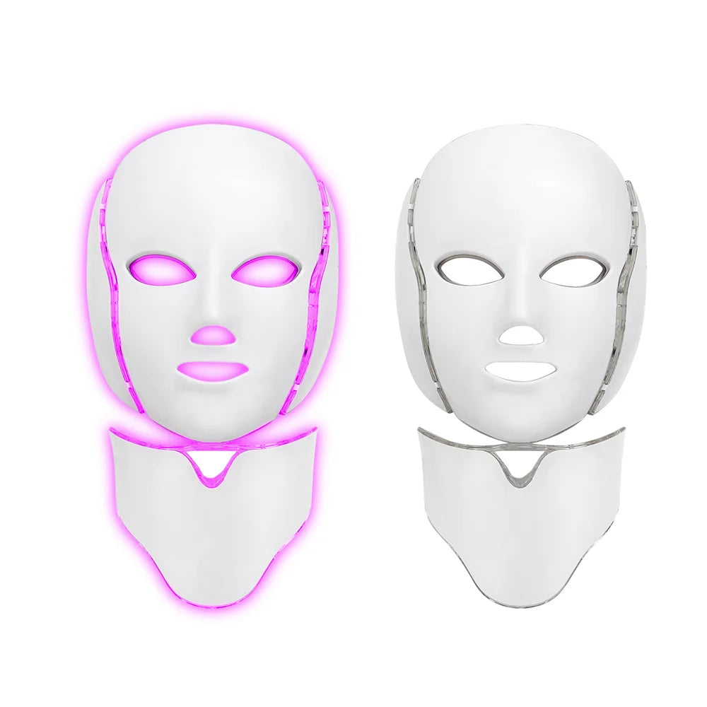 7 Color LED Facial Mask w/ Neck Face Care Treatment Beauty Anti Acne Korean Photon Therapy Face Whiten Skin Rejuvenation Machine