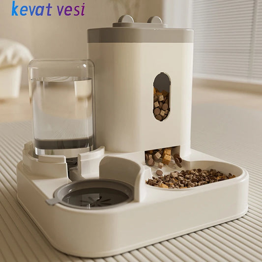 Automatic Cat Feeder Water Dispenser Set 2 In 1 Large Capacity Cat Dog Food Feeding Bowl Pet Water Fountain Cat Accessories