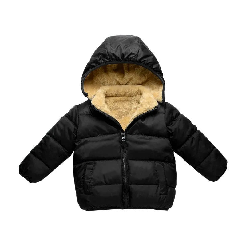 Children's Cotton Cloths Down Jacket Coat Baby Kids  Clothing Boy Girls Cashmere Winter Thick Warm Zipper Hooded Outwear