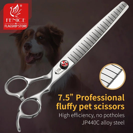 Fenice Professional JP440C 7/7.5 inch Pet Fluffy Thinning Grooming Scissors Straight Dog Scissors Thinner Shears  Rate 80%