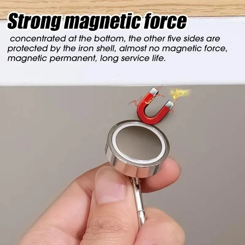 4/1pcs Strong Neodymium Magnetic Hooks 360°Rotating Carabiner Magnet Ring Keychain Hook Home Kitchen Bathroom Hanging Hangers