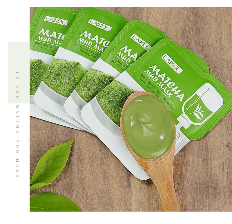 LAIKOU 5pcs Mud Mask Clay Mask Sakura Matcha Eggplant Tea Tree Mung Bean Oil-Control Deep Cleansing Repairing Facial Skin Care