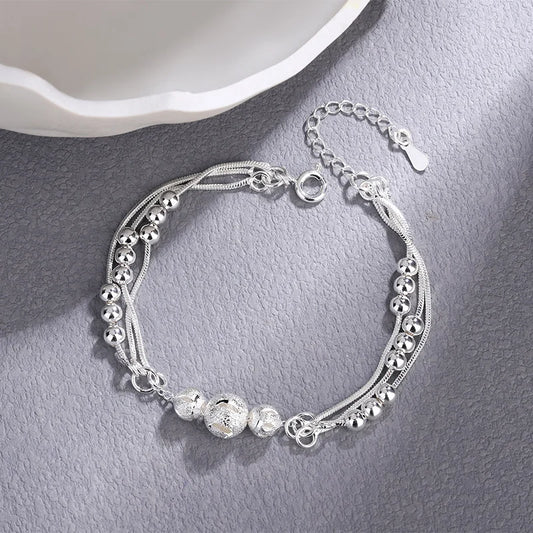 925 Sterling Silver Lucky Beads Bracelets For Women Original Designer Multilayer Adjustable Bracelet Luxury Party Jewelry Gifts