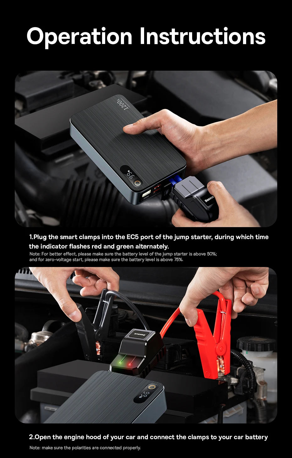 Baseus 1200A Car Jump Starter Power Bank 12000mAh Portable Battery Station For 2.5L/6L Car Emergency Booster Starting Device