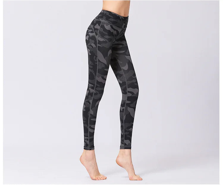 Explosive Yoga Pants Women High Waisted Tight Hip Lifting Sports Fitness Pants Camouflage Print Yoga Clothing