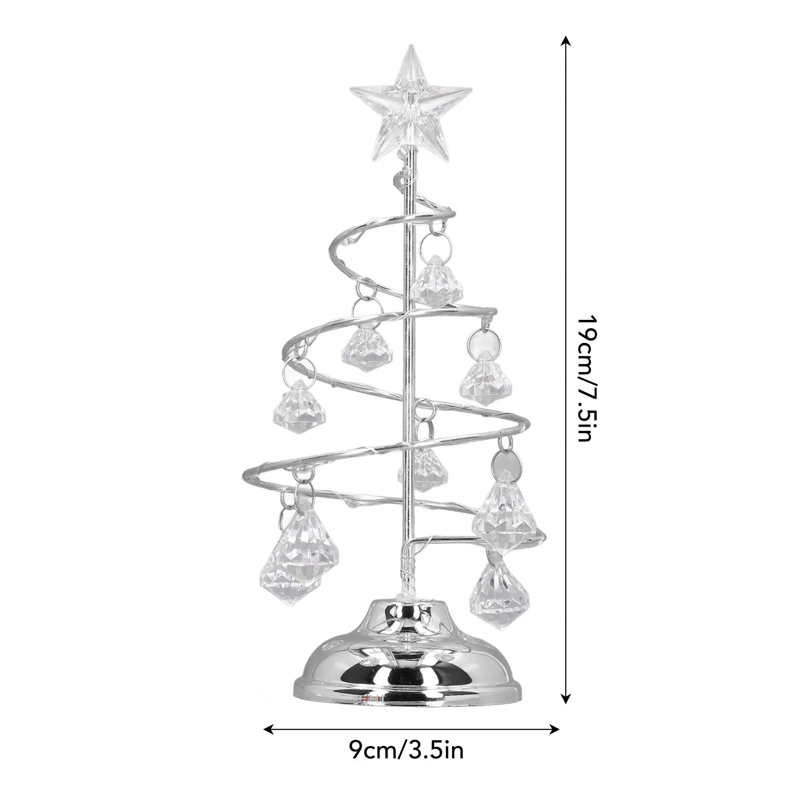 LED Christmas Tree Lamp Small Crystal Decorative Iron Tree Night Light Ornament For Gift Golden Warm Light