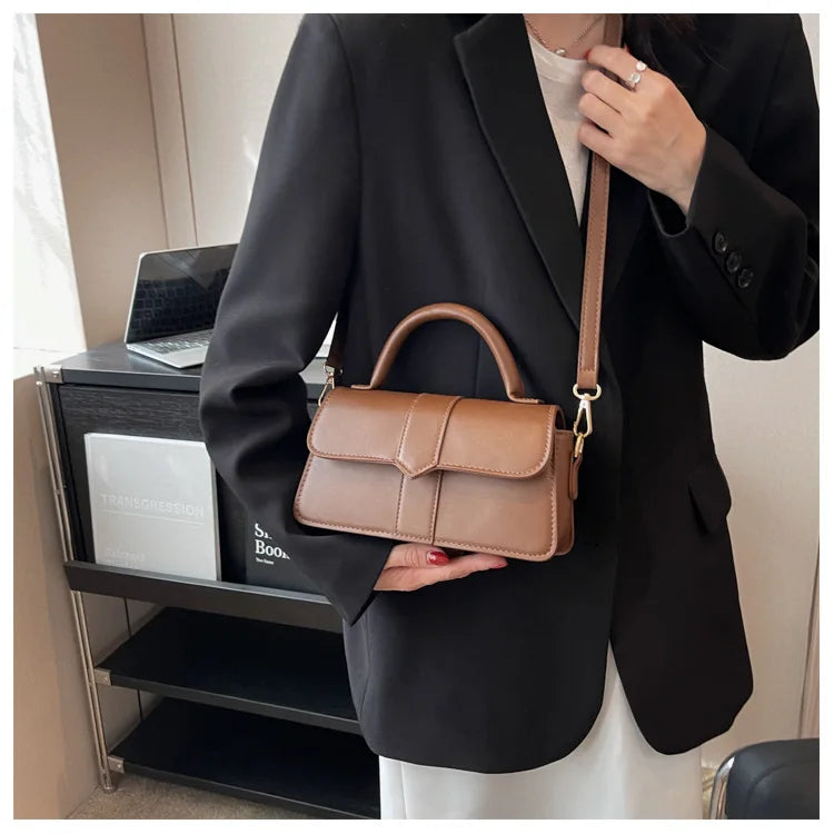 XOUHAM Pu Leather Shoulder Bag for Women Handbag Fashion Crossbody Bags Vintage Underarm Bag Female Casual Flip Square Satchel