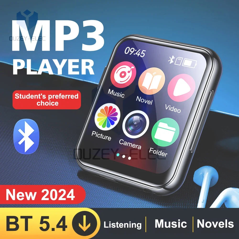 مشغل موسيقى MP3 مزود بتقنية البلوتوث 5.4 HiFi MP4 Walkman بشاشة تعمل باللمس بالكامل ومكبر صوت مدمج وكاميرا ومشغل فيديو وFM/Ebook