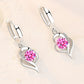 Bulbusbow 925 Sterling Silver Heart Drop Earrings with Blue, Pink, White & Purple Crystal Zircon and Sapphire