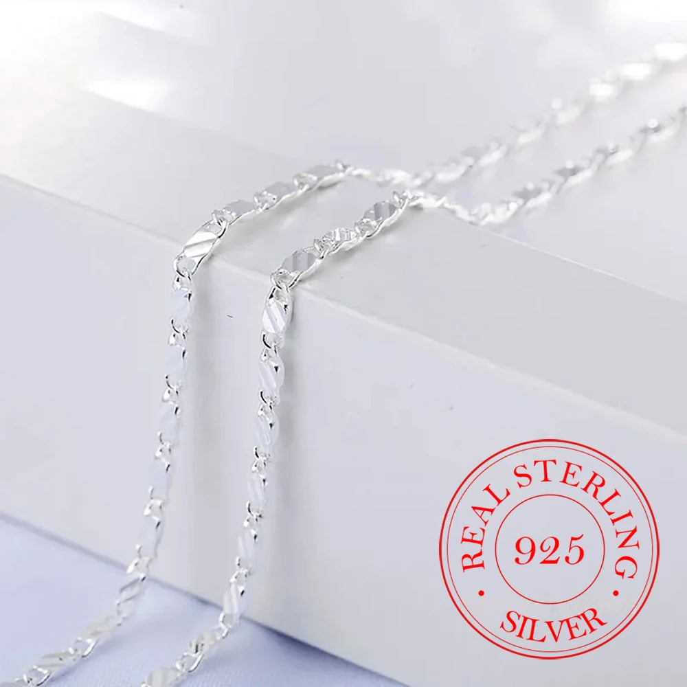 925 Sterling Silver 16/18/20/22/24/26/28/30 Inch 2mm Charm Chain Necklace For Women Man Wedding Party Jewelry collares para muje