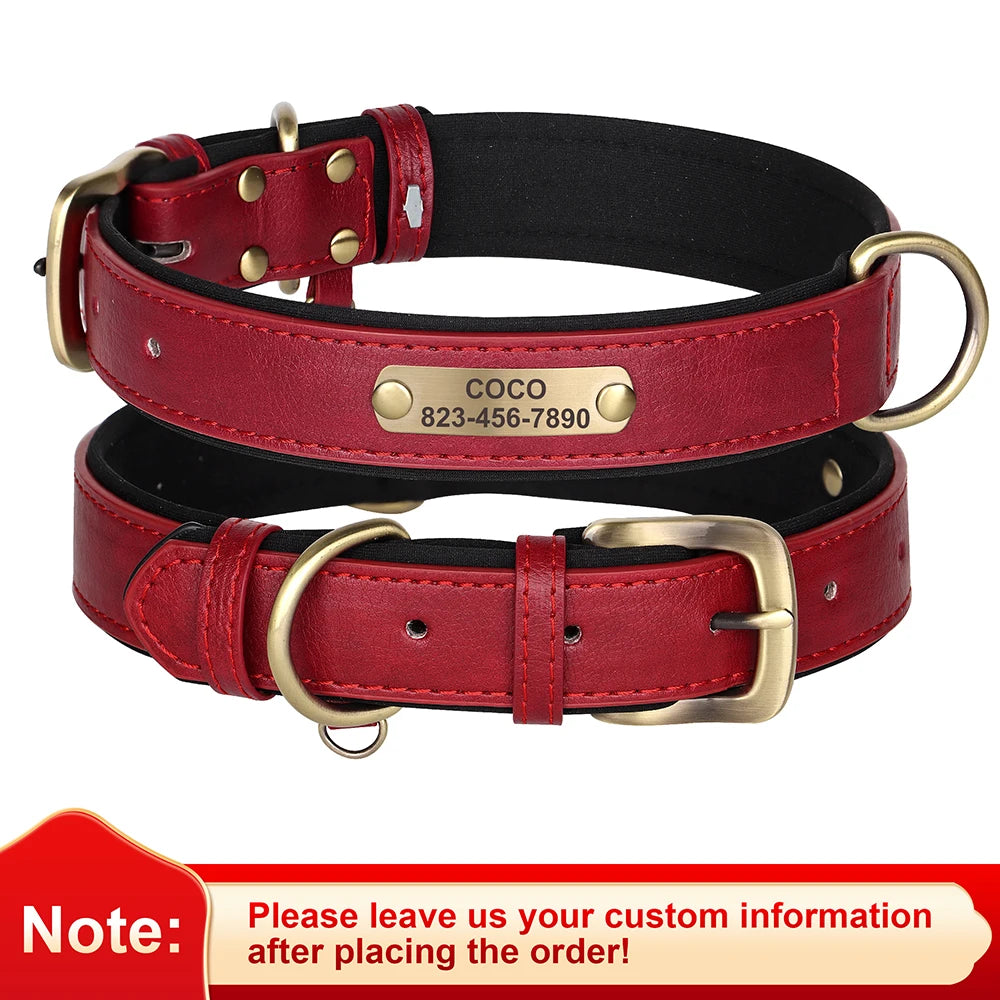 Personalized Dog Collar Custom Engraved PU Leather Dog Collars Free Engraving ID Tag Nameplate For Small Medium Large Dogs