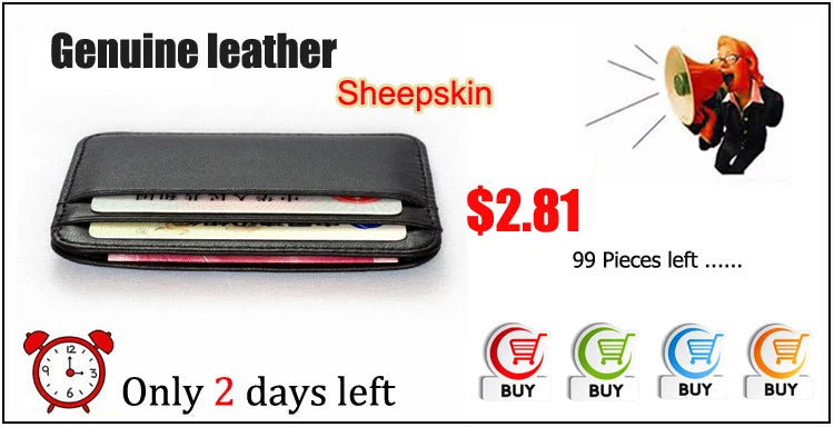 New Thin Genuine Leather Mini Wallet Slim Bank Credit Card Holder Men's Business Small ID Case For Man Purse 6 Slots Cardholder