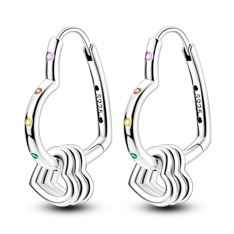 Bulbusbow Luminous Shell Women Earrings Original 925 Sterling Silver Pave CZ Star Moon Hoop Earrings Engagement Wedding Jewelry