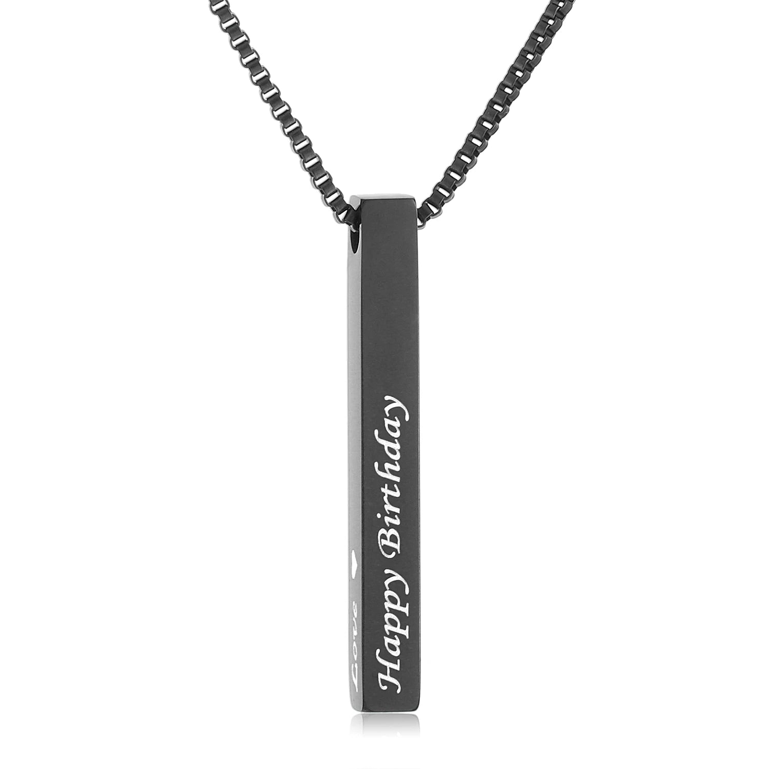 Bulbusbow Custom Stainless Steel Engraved Bar Necklace – Personalized Name Pendant Jewelry Set for Women | Classic Unisex Gift