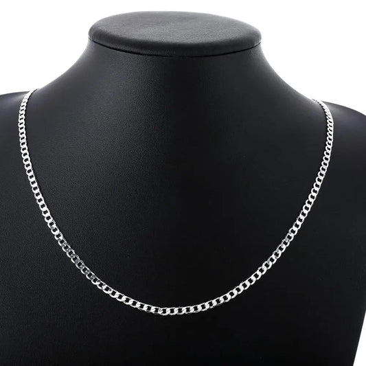 925 Sterling Silver Necklaces for men woman 16-30 Inches fine 4MM sideways Chain classic Jewelry high quality Christmas Gifts