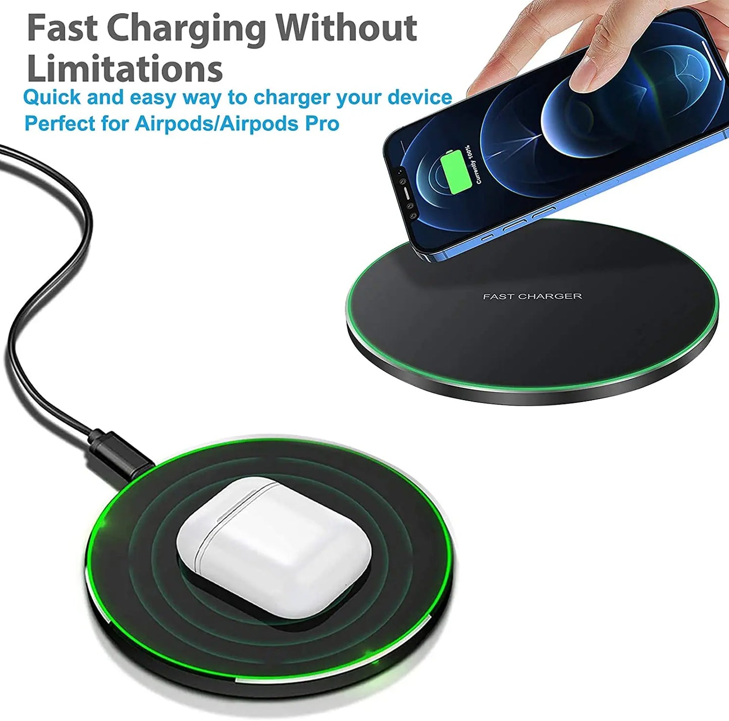 200W Wireless Charger Pad For iPhone 16 15 14 13 12 Pro X Max Induction Fast Wireless Charging Station For Samsung Xiaomi Huawei