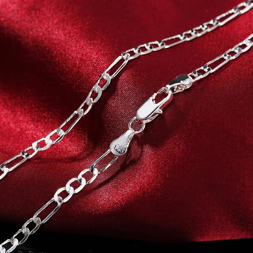 40-75cm Sterling Silver 16-30 Inches fine 4MM chain Necklaces for women Boy man fashion party wedding Jewelry Christmas