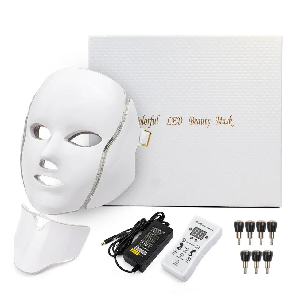 7 Colors Led Facial Mask Led Korean Photon Therapy Face Care Machine Light Therapy Acne Mask Neck Beauty Led Mask