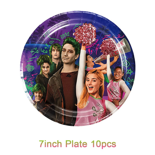 Zombie High School Zed Addison Theme Birthday Party Decoration Supplies Disposable Cutlery Balloon Background Baby Kids Gifts