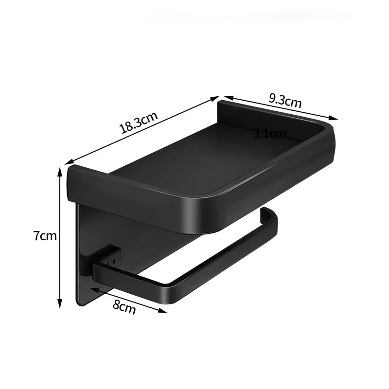 حامل ورق تواليت من سبائك الألومنيوم وحامل مناديل الحمام وحامل مناديل الحمام ورف تخزين الحمام وإكسسوارات الحمام