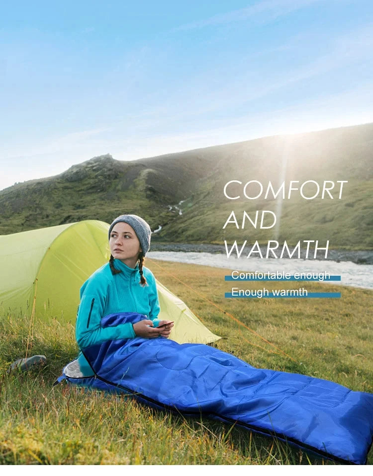 Camping Sleeping Bag Lightweight 4 Season Warm Envelope Backpacking Outdoor Cotton Winter Sleeping Bag