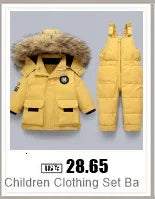 Winter Ski Suit Baby Jumpsuit Boy Overalls Warm down jacket Kids toddler girl Clothes Children Clothing faux fur coat overcoat