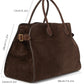 Design handbag leather high-capacity commuting bag, fashionable cowhide suede briefcase tote bag travel bag suede