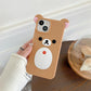 Cartoon Cute 3D Pink Ears Big Mouth Bear Silicone Soft Case for IPhone 12 13 14 15 Pro Max 11 15Pro 14Pro IPones i15 Back Cover