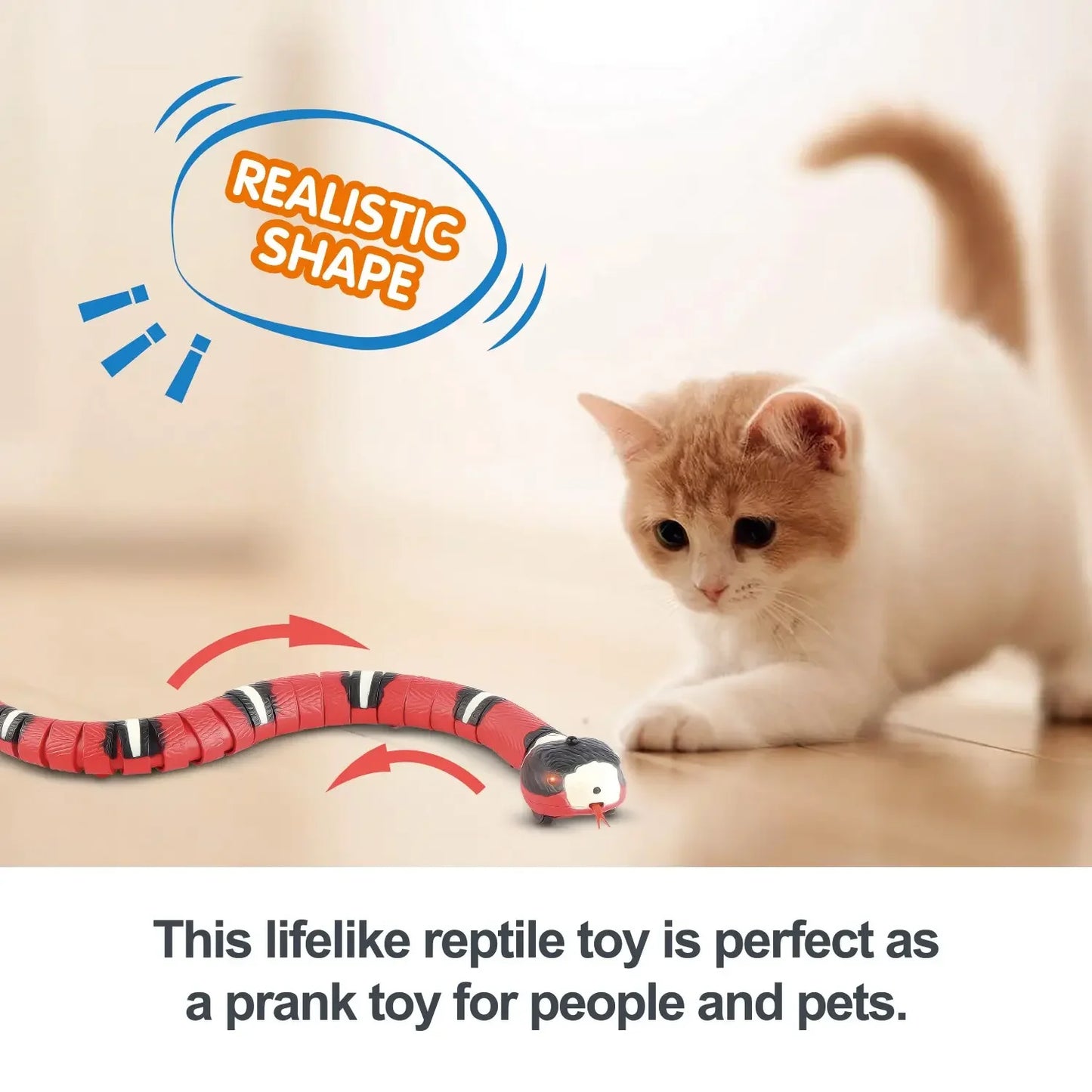 Bulbusbow Smart Sensing Interactive Cat Toy - Automatic Electronic Snake Teaser, USB Rechargeable Indoor Play Kitten Toy for Endless Fun & Engagement