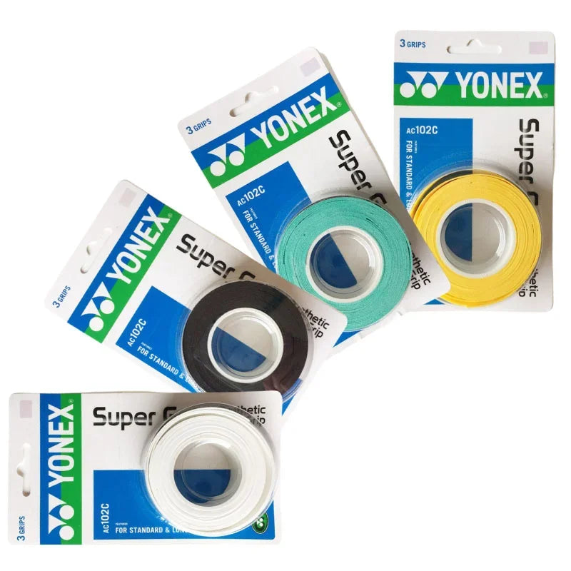 مجموعة من 3 مقابض من YONEX AC102 AC102EX 102C غراء يدوي لمضارب تنس وكرة الريشة ومضارب احترافية مضادة للانزلاق ومقبض لاصق لمضارب البادل