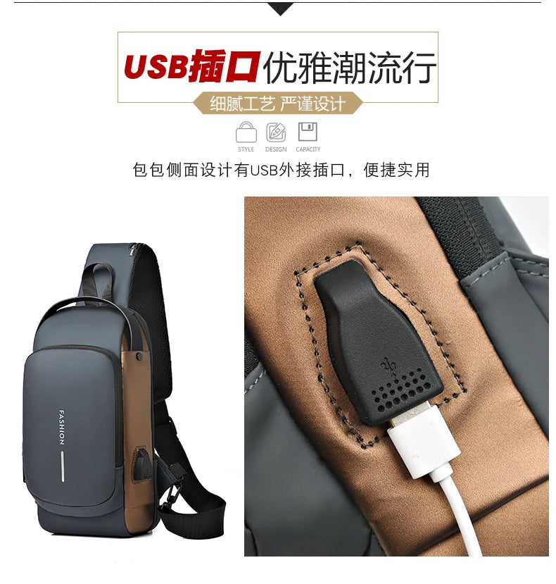 Fashion Men's Chest Bag Waist Packs High Quality Oxford Crossbody Bag Chest Pack Anti-theft Design Men's Handbag Shoulder Bag