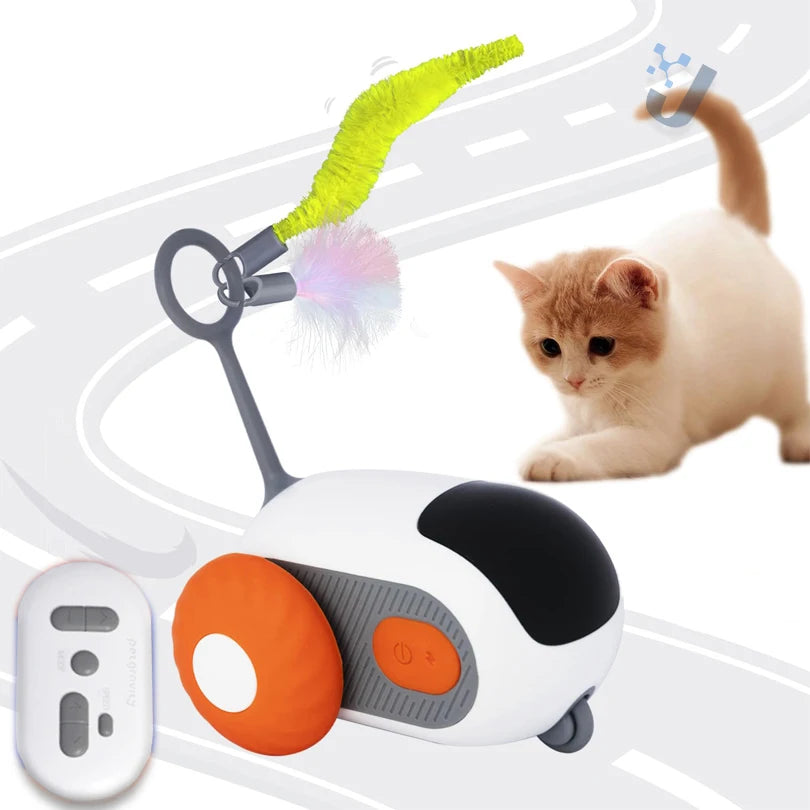 Cat Smart Interactive Car Toy Automatic Moving Remote Mouse Indoor Kitty Ball Toys Controlled Car for Cats Dogs Playing Training