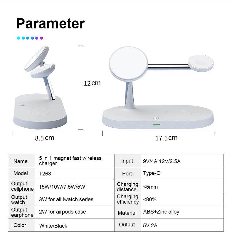 3 in 1 Magnetic Wireless Charger For iPhone 15 14 13 12 Pro Max / Apple Watch 9 8 7 6 5 /Airpods Pro 2 3 Fast Charging Station