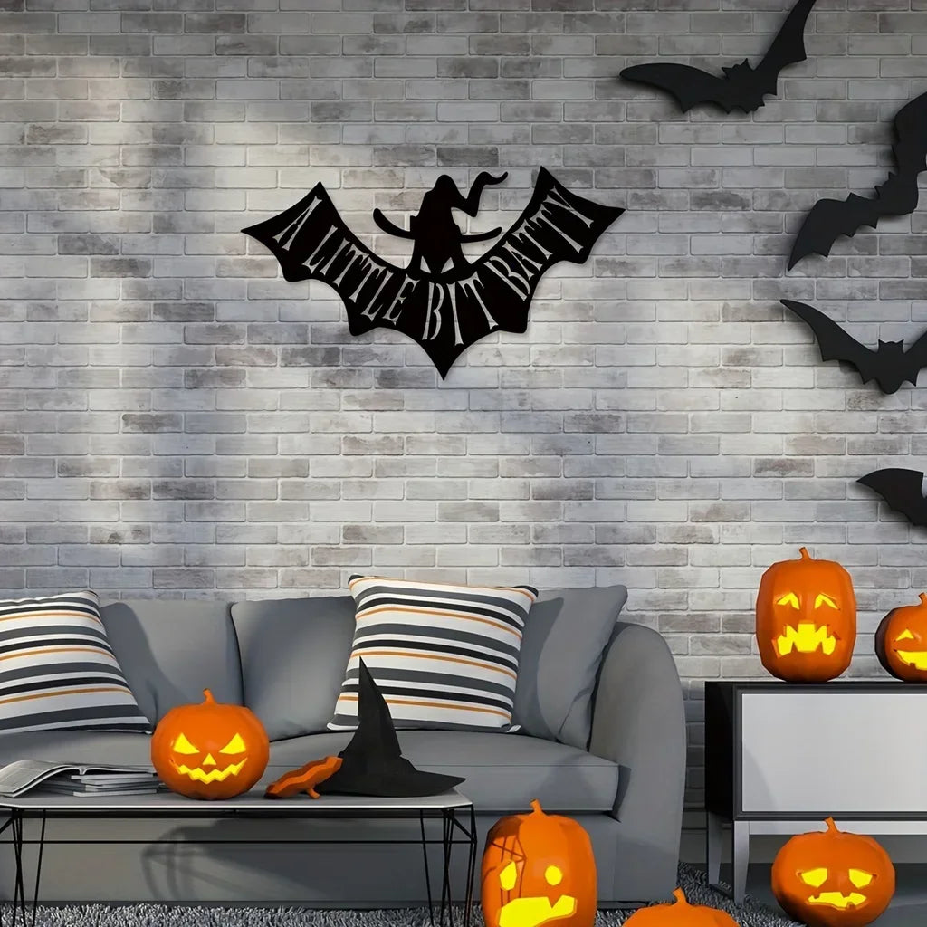 Helloween Bat Metal Iron Home Art Wall Hangings Halloween Bat Decor Interior Decoration Outdoor Halloween Decoration Gift